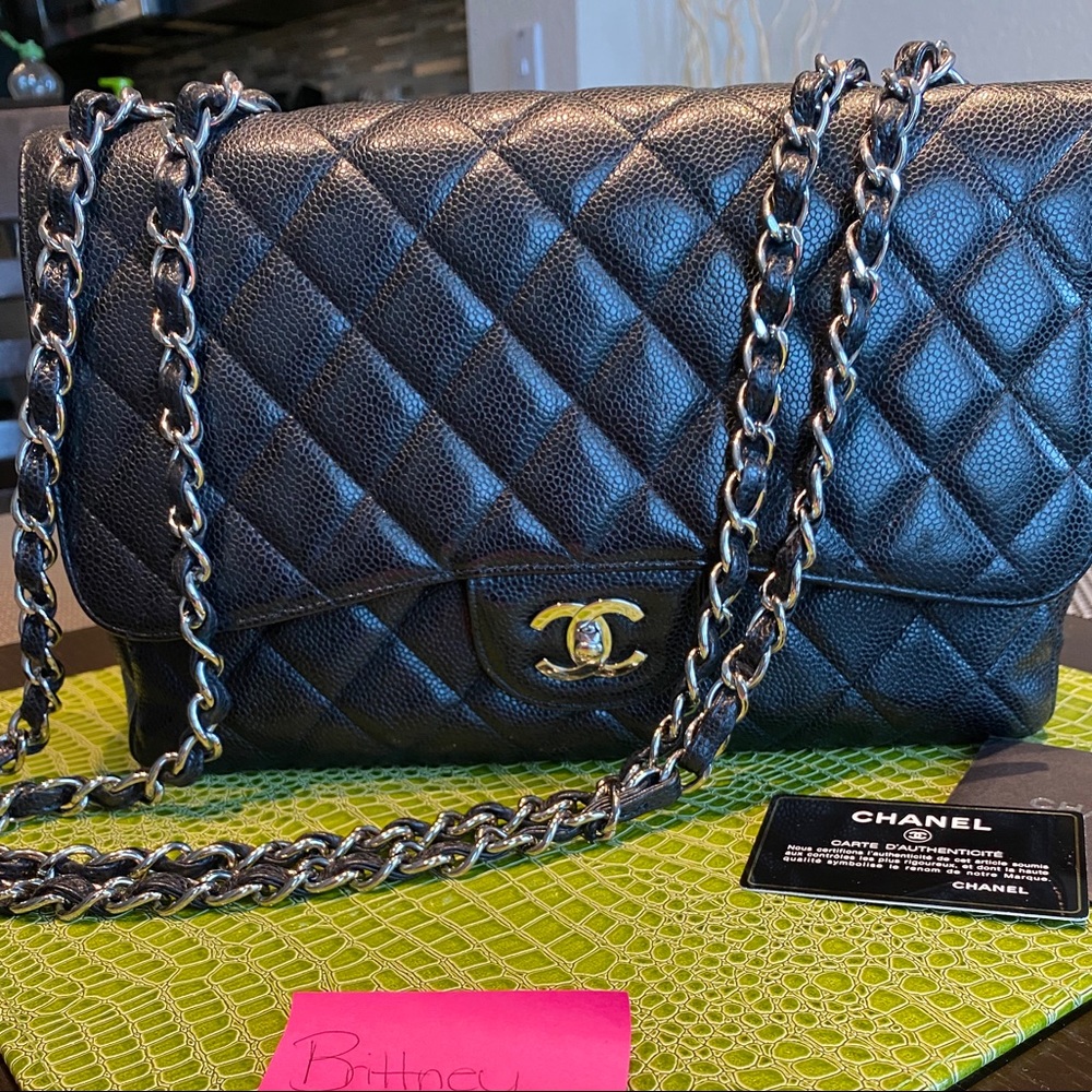 SOLD! Chanel Jumbo Single Flap in Black Caviar